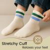 imageAmerican Trends Ankle Mini Crew Socks for Women Retro Novelty Quarter Striped Athletic Mid SockGreenblue Stripe