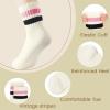 imageAmerican Trends Ankle Mini Crew Socks for Women Retro Novelty Quarter Striped Athletic Mid SockPinkblack Stripe
