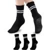 imageAmerican Trends 3 Pairs Cute Pilates Yoga Crew Socks for Women with Grips Non Slip Ruffle Grip Sock Non SkidBlackblackblack