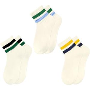 imageAmerican Trends Ankle Mini Crew Socks for Women Retro Novelty Quarter Striped Athletic Mid Sock3pack1