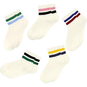 imageAmerican Trends Ankle Mini Crew Socks for Women Retro Novelty Quarter Striped Athletic Mid Sock5pack1
