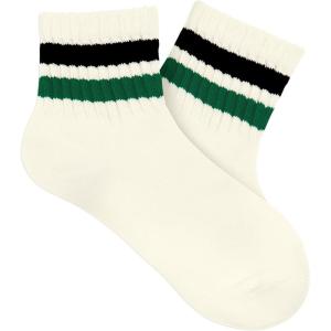 imageAmerican Trends Ankle Mini Crew Socks for Women Retro Novelty Quarter Striped Athletic Mid SockBlackgreen Stripe