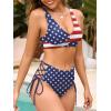 imageWomens Biniki Set Adjustable High Waisted Swimsuits Padded V Neck Wide Straps Bathing SuitAmerican Flag