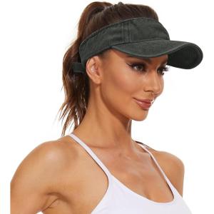 imageWomens Cotton Sun Protection Visor Hats  Sports Sun Visor CapBlack