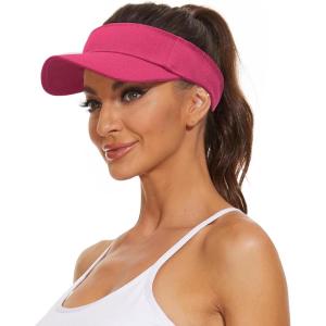imageWomens Cotton Sun Protection Visor Hats  Sports Sun Visor CapHot P Ink