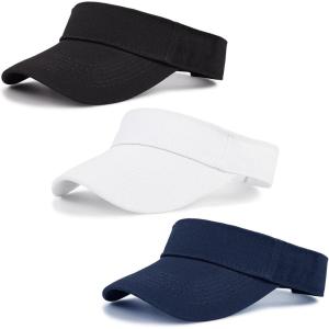 imageWomens Cotton Sun Protection Visor Hats  Sports Sun Visor CapWhite Black Navy