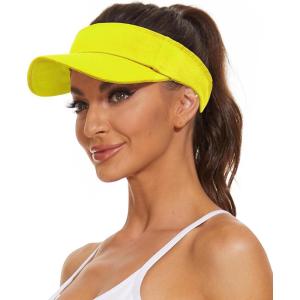 imageWomens Cotton Sun Protection Visor Hats  Sports Sun Visor CapYellow