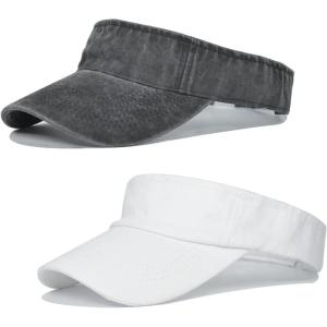 imageWomens Cotton Sun Protection Visor Hats  Sports Sun Visor CapZ Black White