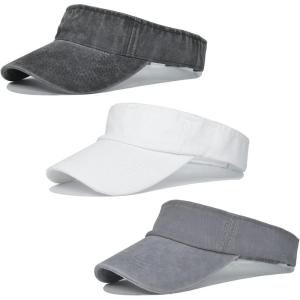 imageWomens Cotton Sun Protection Visor Hats  Sports Sun Visor CapZ Black White Gray