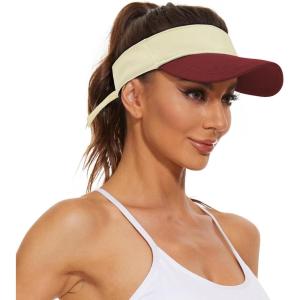 imageWomens Cotton Sun Protection Visor Hats  Sports Sun Visor CapZ Redwhite