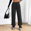 imageAmerican Trends Parachute Pants for Women Baggy Cargo Pants Women Y2K Pants Women Streetwear Pants Multiple PocketsBlack