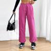 imageAmerican Trends Parachute Pants for Women Baggy Cargo Pants Women Y2K Pants Women Streetwear Pants Multiple PocketsHot Pink