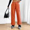 imageAmerican Trends Parachute Pants for Women Baggy Cargo Pants Women Y2K Pants Women Streetwear Pants Multiple PocketsOrange