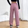 imageAmerican Trends Parachute Pants for Women Baggy Cargo Pants Women Y2K Pants Women Streetwear Pants Multiple PocketsPink
