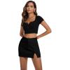 imageAmerican Trends Women Mini Skirt with Slit High Waist Mini Denim Skirt Causal Bodycon Short Jean Skirts with PocketsBlack