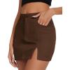imageAmerican Trends Women Mini Skirt with Slit High Waist Mini Denim Skirt Causal Bodycon Short Jean Skirts with PocketsBrown