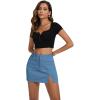imageAmerican Trends Women Mini Skirt with Slit High Waist Mini Denim Skirt Causal Bodycon Short Jean Skirts with PocketsDark Blue