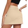 imageAmerican Trends Women Mini Skirt with Slit High Waist Mini Denim Skirt Causal Bodycon Short Jean Skirts with PocketsLight Khaki