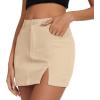 imageAmerican Trends Women Mini Skirt with Slit High Waist Mini Denim Skirt Causal Bodycon Short Jean Skirts with PocketsLight Khaki