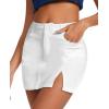 imageAmerican Trends Women Mini Skirt with Slit High Waist Mini Denim Skirt Causal Bodycon Short Jean Skirts with PocketsWhite