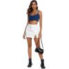 imageAmerican Trends Women Mini Skirt with Slit High Waist Mini Denim Skirt Causal Bodycon Short Jean Skirts with PocketsWhite