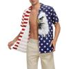 imageMens Hawaiian Shirt Floral Print Aloha Shirt Comfortable Novelty Button Down Shirts Casual Short Sleeve Beachwear for MenAmerican Flag With Eagle