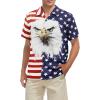 imageMens Hawaiian Shirt Floral Print Aloha Shirt Comfortable Novelty Button Down Shirts Casual Short Sleeve Beachwear for MenAmerican Flag With Eagle