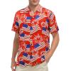 imageMens Hawaiian Shirt Floral Print Aloha Shirt Comfortable Novelty Button Down Shirts Casual Short Sleeve Beachwear for MenRed American Flag
