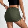 imageMini Cargo Skirt Y2k Low Waist Ruched Skirt with Pockets Side Adjustable Drawstring SkirtsArmy Green