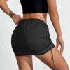 imageMini Cargo Skirt Y2k Low Waist Ruched Skirt with Pockets Side Adjustable Drawstring SkirtsBlack