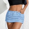 imageMini Cargo Skirt Y2k Low Waist Ruched Skirt with Pockets Side Adjustable Drawstring SkirtsBule