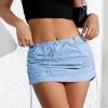 imageMini Cargo Skirt Y2k Low Waist Ruched Skirt with Pockets Side Adjustable Drawstring SkirtsBule