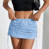 imageMini Cargo Skirt Y2k Low Waist Ruched Skirt with Pockets Side Adjustable Drawstring SkirtsBule