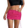 imageMini Cargo Skirt Y2k Low Waist Ruched Skirt with Pockets Side Adjustable Drawstring SkirtsHot Pink