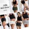 imageMini Cargo Skirt Y2k Low Waist Ruched Skirt with Pockets Side Adjustable Drawstring SkirtsPurple