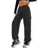 imageAmerican Trends Parachute Pants for Women Baggy Cargo Pants Women Y2K Pants Women Streetwear Pants Multiple PocketsBlack
