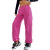imageAmerican Trends Parachute Pants for Women Baggy Cargo Pants Women Y2K Pants Women Streetwear Pants Multiple PocketsHot Pink