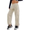 imageAmerican Trends Parachute Pants for Women Baggy Cargo Pants Women Y2K Pants Women Streetwear Pants Multiple PocketsKhaki