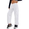 imageAmerican Trends Parachute Pants for Women Baggy Cargo Pants Women Y2K Pants Women Streetwear Pants Multiple PocketsWhite