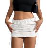 imageMini Cargo Skirt Y2k Low Waist Ruched Skirt with Pockets Side Adjustable Drawstring SkirtsWhite