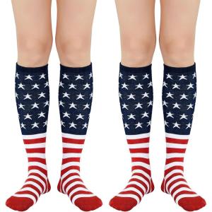 imageAmerican Trends Knee High Socks for Women Striped Tube Socks Youth Athletic Soccer SocksAmerican Flag