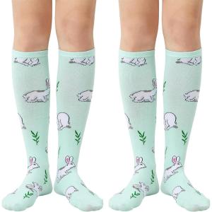 imageAmerican Trends Knee High Socks for Women Striped Tube Socks Youth Athletic Soccer SocksMeadow Rabbits