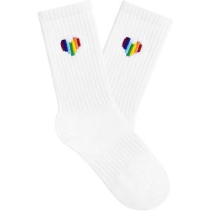 imageAmerican Trends Womens Crew Socks Striped Athletic Socks Vintage Slouch Solid Color Mid Calf Tube SocksHeart Stripe