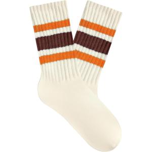 imageAmerican Trends Womens Crew Socks Striped Athletic Socks Vintage Slouch Solid Color Mid Calf Tube SocksOrangered