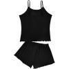 imageAmerican Trends Cute Pajamas for Women Strawberry Print Cami Top and Shorts Pj Set Two Piece Pajama Set Sleepwear Sleep SetBlack