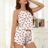 imageAmerican Trends Cute Pajamas for Women Strawberry Print Cami Top and Shorts Pj Set Two Piece Pajama Set Sleepwear Sleep SetCherry Print