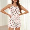 imageAmerican Trends Cute Pajamas for Women Strawberry Print Cami Top and Shorts Pj Set Two Piece Pajama Set Sleepwear Sleep SetCherry Print