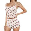 imageAmerican Trends Cute Pajamas for Women Strawberry Print Cami Top and Shorts Pj Set Two Piece Pajama Set Sleepwear Sleep SetCherry Print