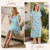 imageAmerican Trends Nightgowns for Women Cotton Night Shirts Short Sleeve Night Gown Dress Casual Pajamas Soft SleepwearPink Floral