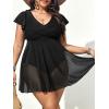 imageAmerican Trends Plus Size Swimsuit for Women Swim Dress Tummy Control One Piece Bathing Suit V Neck Swimdress Ruffle SwimwearBlack